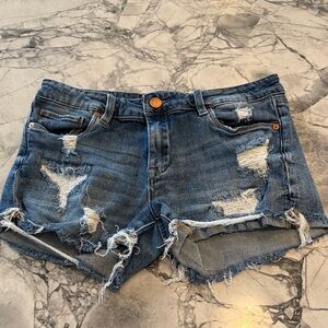 Blank NYC Blue Distressed Jean Shorts